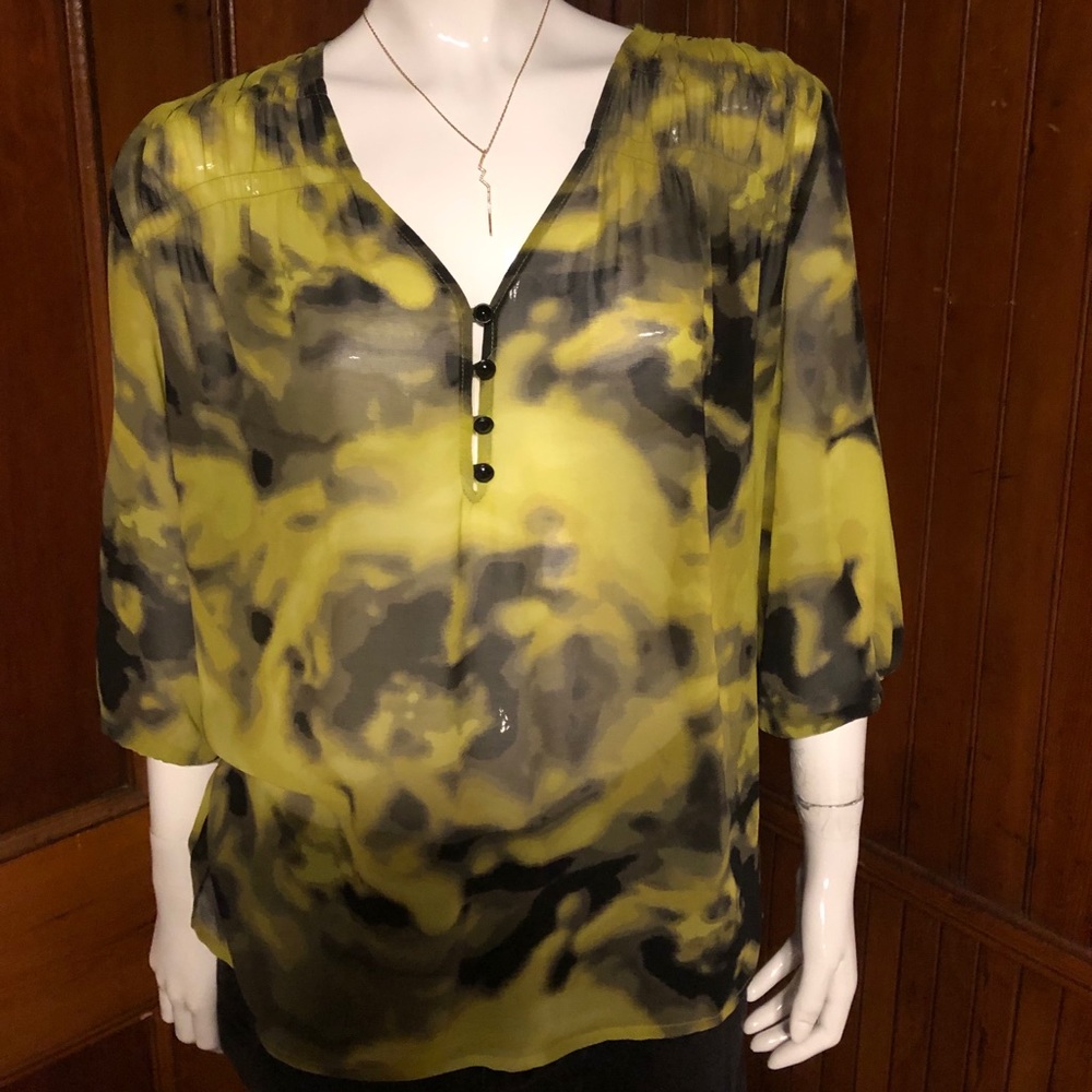 Sheer black and lime green top